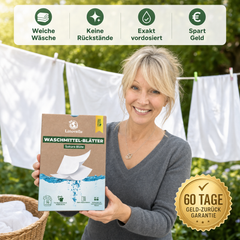 Rückstandsfreie Waschmittel-Blätter + 35 Extra GRATIS Wäschen